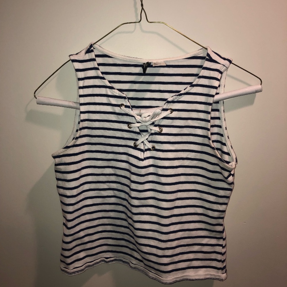 Divided Striped Cropped Top